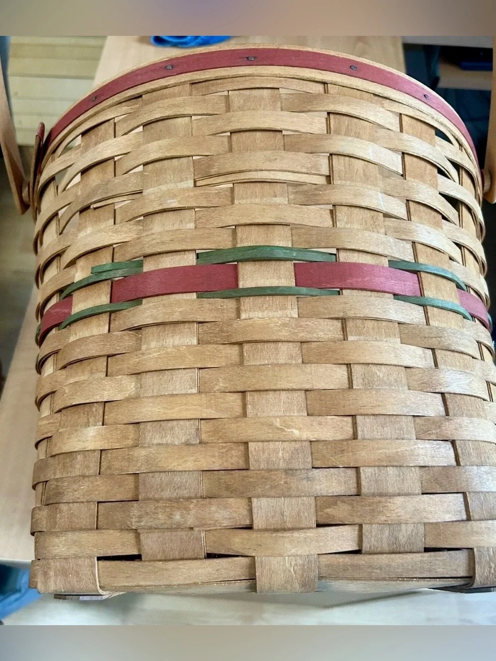 Longaberger laundry basket 1990 very large floor model with 2 swing handles